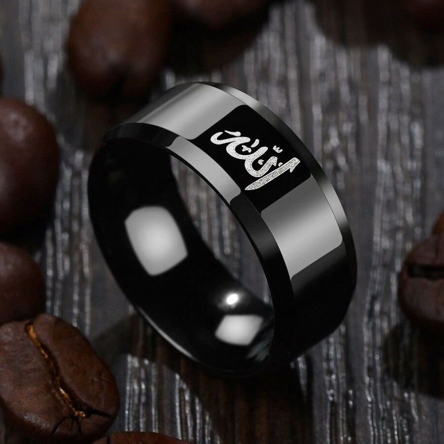 Черное кольцо мужское с арабскими символами