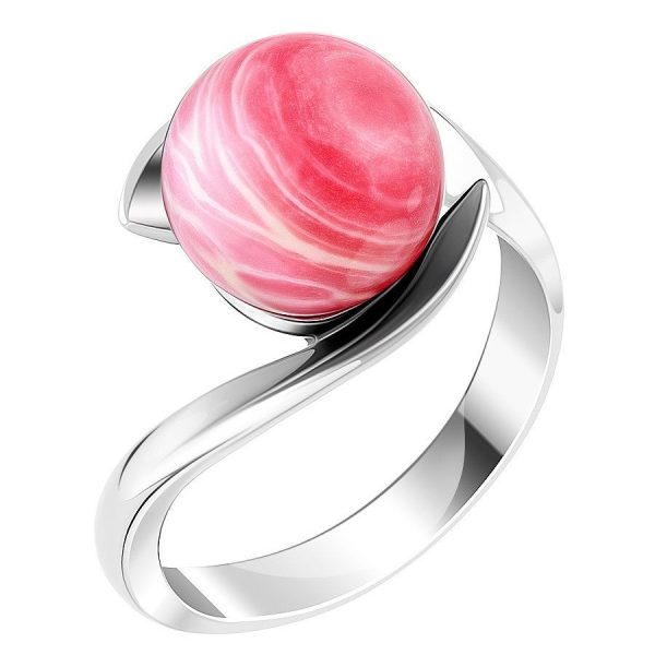 Серебристое кольцо с розовым камнем
