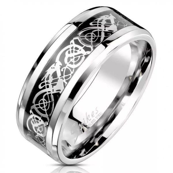 Серебристое мужское кольцо с узором