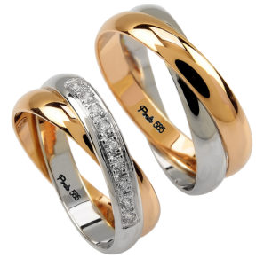 Уникальное обручальное кольцо из двух видов золота