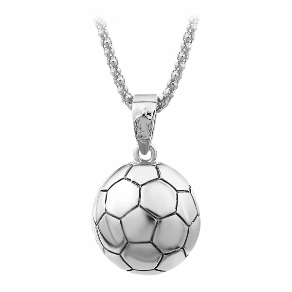 Кулон в виде футбольного мяча серебристого цвета