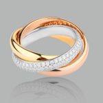 Золотое кольцо Cartier Trinity с бриллиантами