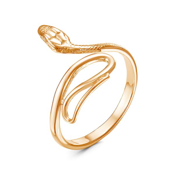 Кольцо-змея женское золотого цвета
