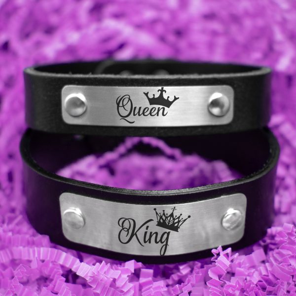 Парные браслеты из кожи - Король и королева